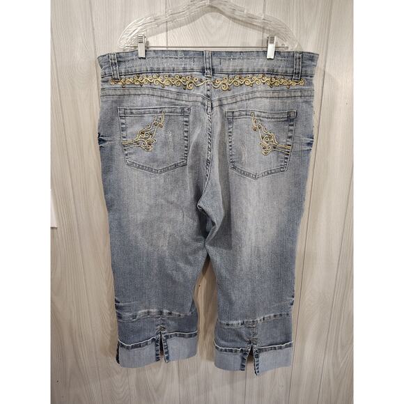 Y2K Women's Vanilla Star Jeans Boho Embroidered Stretchy Plus Size 24 Festival - Picture 2 of 6